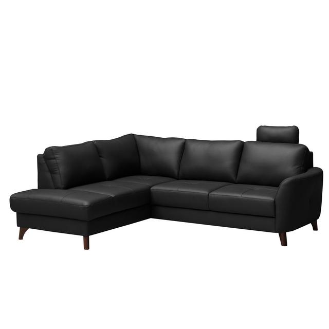 Ecksofa Migues aus Echtleder mit Bettfunktion Corrigan Studio Polsterfarbe: schwarz, Ausrichtung: Links ausgerichtet on Productcaster.