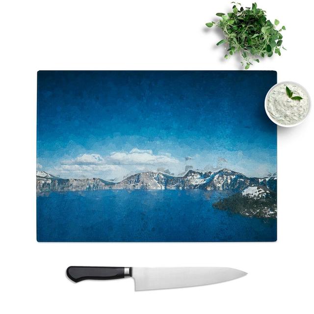 Tempered Glass Crater Lake in Oregon Chopping Board East Urban Home Size: 39 cm W x 28.5 cm L on Productcaster.