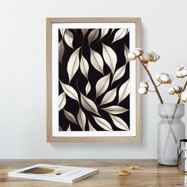 Leaves Pattern No.2 - Picture Frame Graphic Art Marlow Home Co. Size: 46cm H x 34cm W x 2cm D, Frame Colour: Oak on Productcaster.