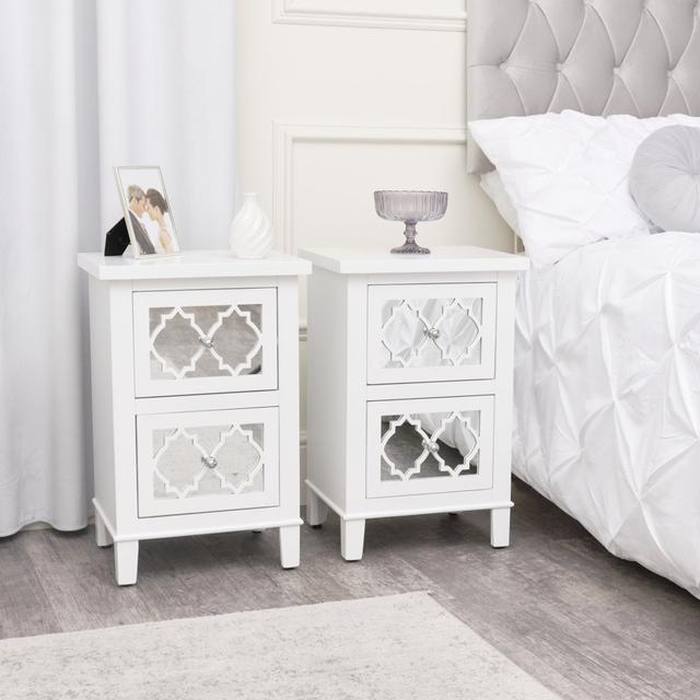 Ajay 4 Drawer Bedside Table Mercer41 Colour: White on Productcaster.