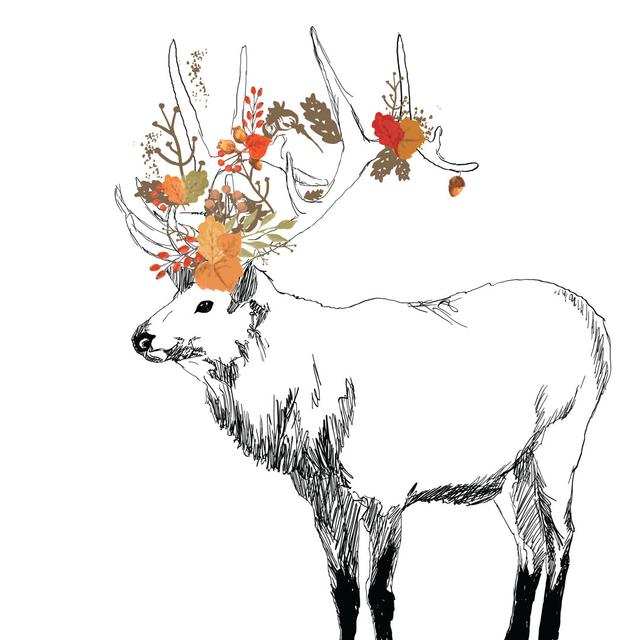 Leaf Elk - Wrapped Canvas Graphic Art Alpen Home Size: 30cm H x 30cm W x 3.8cm D on Productcaster.