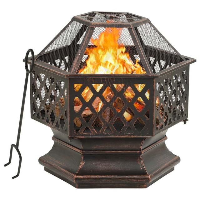 Vendome 56Cm H x 62Cm W Steel Wood Burning Outdoor Fire Pit with Lid Rosalind Wheeler on Productcaster.