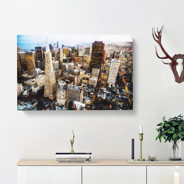 The San Francisco Skyline - Wrapped Canvas Painting East Urban Home Size: 60cm H x 91cm W x 3cm D on Productcaster.