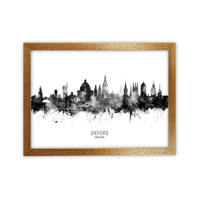 Oxford England Skyline Black White City Name by Michael Tompsett - Print Latitude Run Format: Brown Framed, Size: 64cm H x 88cm W x 3cm D on Productcaster.