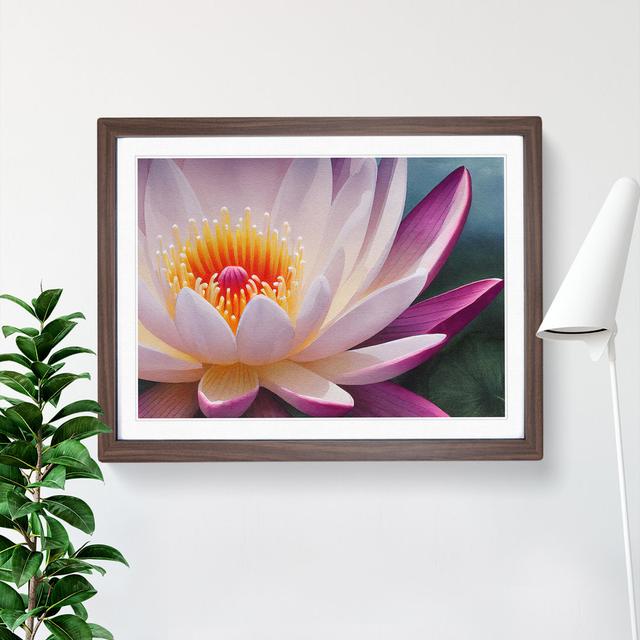 Cheerful Water Lily Flower - Picture Frame Graphic Art Bloomsbury Market Size: 34cm H x 46cm W x 2cm D, Frame Colour: Walnut on Productcaster.