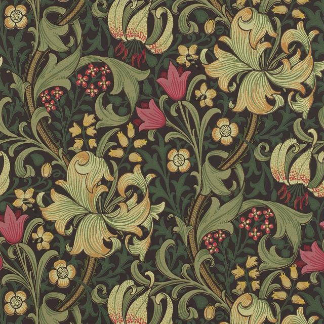 Golden Lily 10.05m x 52cm Matte Wallpaper Roll Morris & Co on Productcaster.