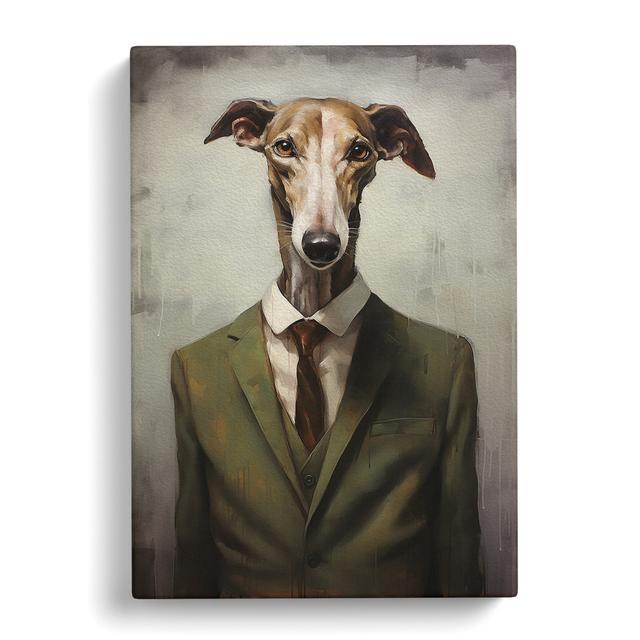 Greyhound in a Suit Painting No.2 Happy Larry Size: 76cm H x 50cm W x 3cm D on Productcaster.