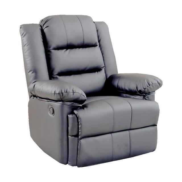 Manual Leather Match Manual Recliner Brayden Studio Upholstery Colour: Grey on Productcaster.