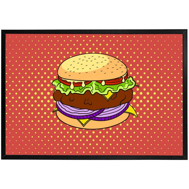 Lovington The Pop Art Illustration Of Burger - Single Picture Frame Print ClassicLiving Frame Option: Black Framed, Size: 41cm H x 61cm W x 4cm D on Productcaster.