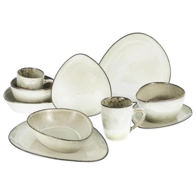 CLOUDY 10 Piece Porcelain China Dinnerware Set - Service for 2 Creatable Colour: Sand on Productcaster.