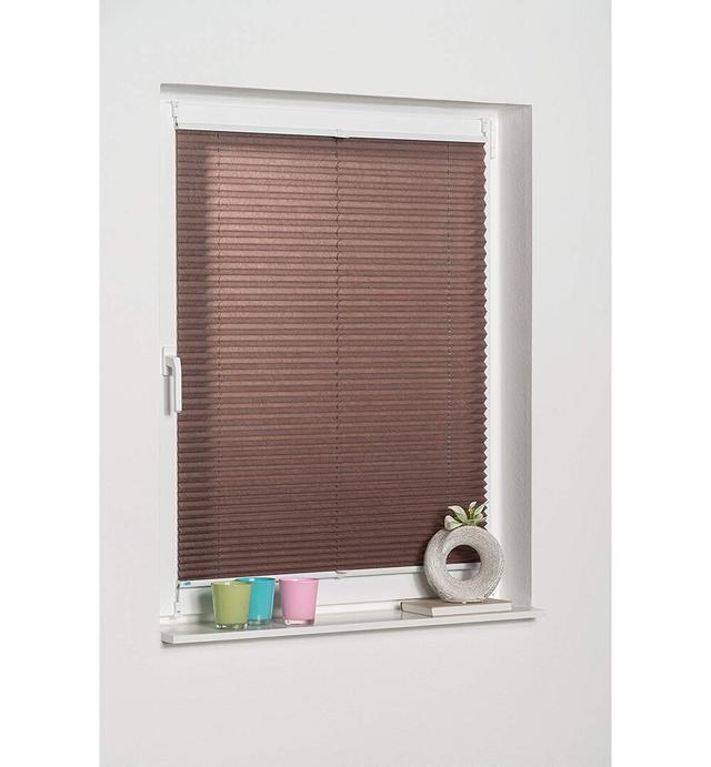 Semi-Sheer Pleated Blind Latitude Run Colour: Mocha, Size: 80 W x 130 L cm on Productcaster.