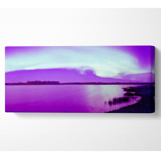 Purple Northern Lights - Wrapped Canvas Art Prints Highland Dunes Size: 50.8cm H x 121.9cm W x 10cm D on Productcaster.