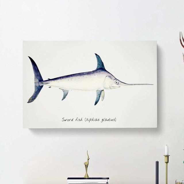 Illustration of a Swordfish by F.E. Clarke - Wrapped Canvas Painting Print East Urban Home Size: 35cm H x 50cm W x 3cm D on Productcaster.