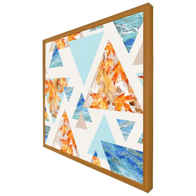 Armira Triangles With Maple, Oak Leaves, Marble - Single Picture Frame Print Metro Lane Format: Oak Framed, Size: 51cm H x 51cm W x 4cm D on Productcaster.