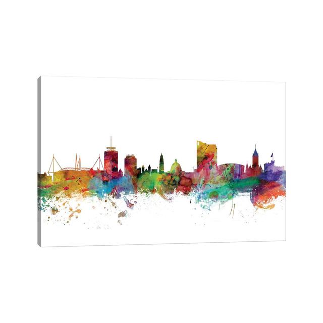 Cardiff, Wales Skyline by Michael Tompsett - Wrapped Canvas Gallery-Wrapped Canvas Giclée Latitude Run Size: 30.48cm H x 45.72cm W x 1.91cm D on Productcaster.