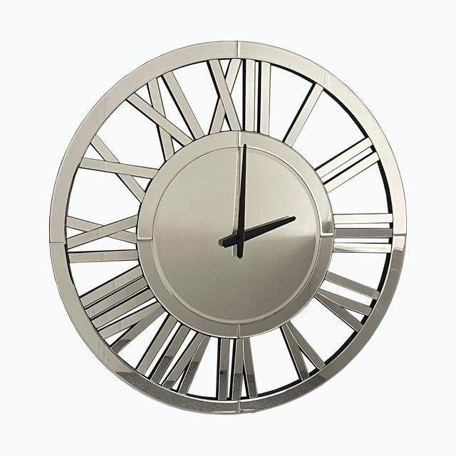 Dobson Silent Wall Clock Fairmont Park Colour: Silver, Size: 80cm H x 80cm W x 5cm D on Productcaster.