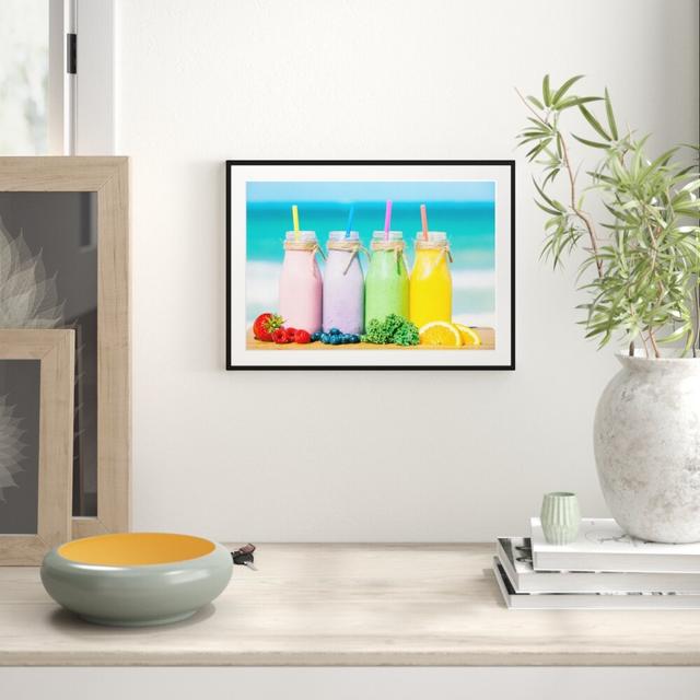 Gerahmter Fotodruck Smoothies in Various Colours East Urban Home Größe: 70 cm H x 100 cm B x 2,5 cm T, Farbe: Blau on Productcaster.