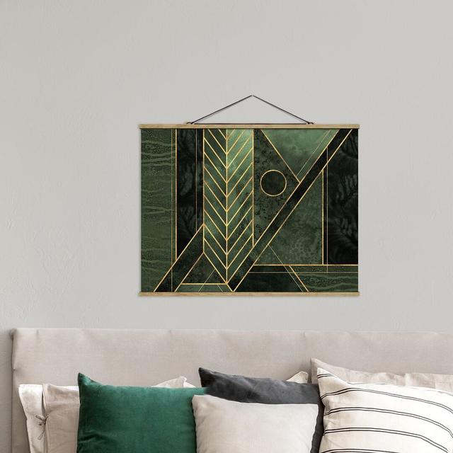 Wandbild Geometric Shapes Emerald Gold von Elisabeth Fredriksson Canora Grey Maße: 75 cm H x 100 cm B x 0,3 cm T on Productcaster.