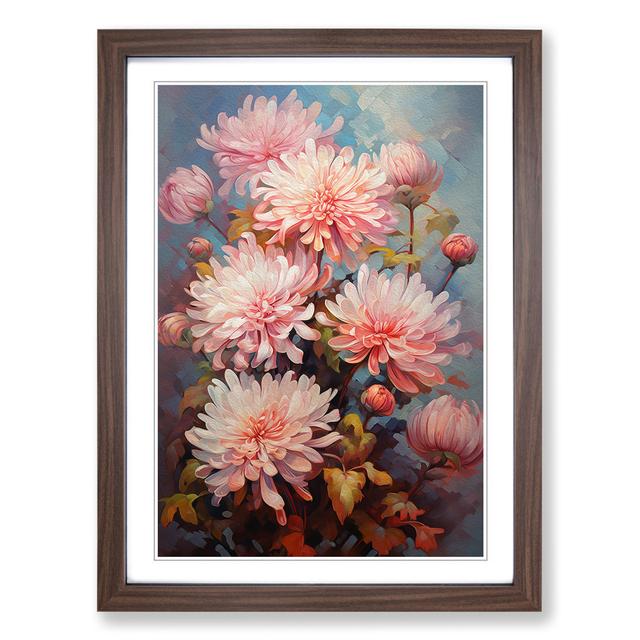 Chrysanthemums Impressionism - Single Picture Frame Art Prints on Wood Marlow Home Co. Format: Walnut Framed, Size: 64cm H x 46cm W x 2cm D on Productcaster.