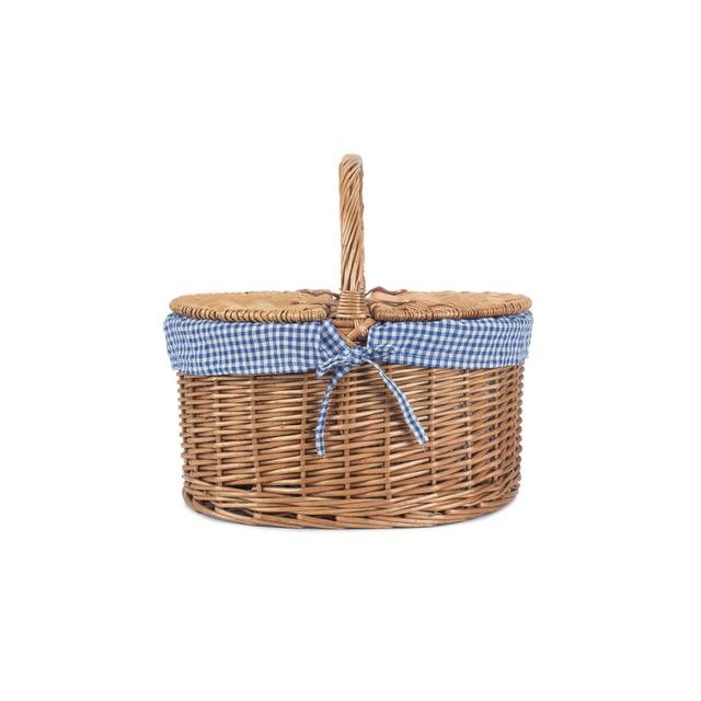 Wicker Lidded Picnic Hamper Basket with Lining 17 Stories Colour: Blue on Productcaster.