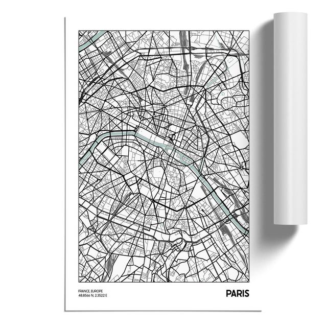 Map Paris France - Unframed Graphic Art East Urban Home Size: 30cm H x 21cm W x 0.1cm D on Productcaster.