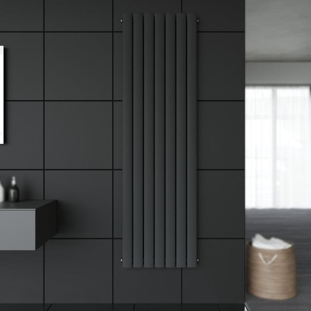 Roxane Vertical Flat Panel Radiator Belfry Heating Radiator Colour: Black, Size: 180cm H x 53.9cm W x 10cm D on Productcaster.