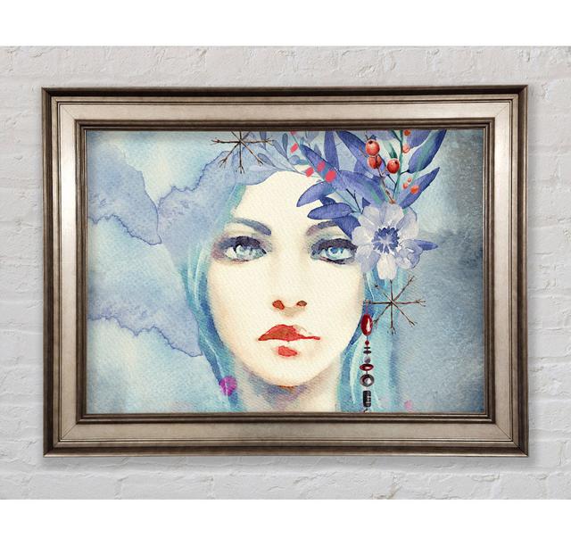 Blue Face Woman Watercolour - Single Picture Frame Art Prints Bright Star Size: 100cm H x 141.4cm W x 8 cm D on Productcaster.