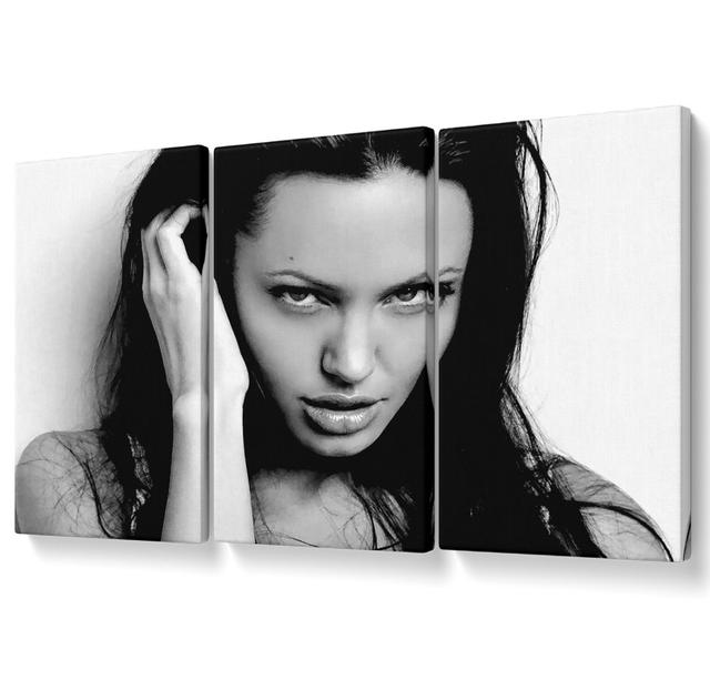 Angelina Jolie Sexy Eyes - 3 Piece Wrapped Canvas Graphic Art Brayden Studio Size: 142.2cm H x 304.8cm W on Productcaster.