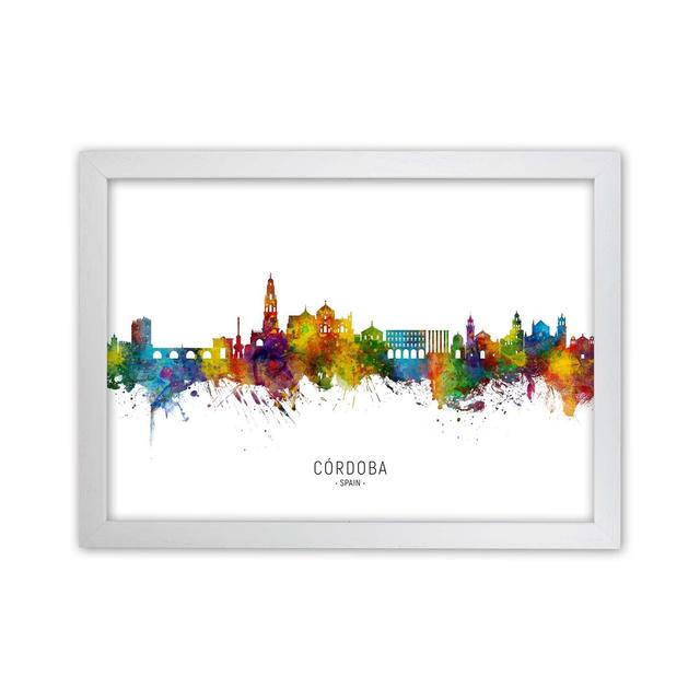 Cordoba Spain Skyline by Michael Tompsett - Graphic Art Latitude Run Format: White Framed, Size: 46cm H x 63cm W x 3cm D on Productcaster.