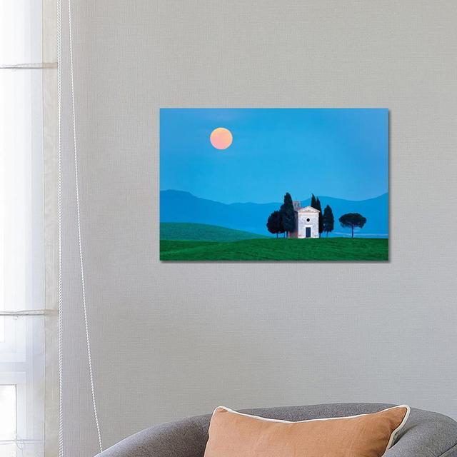 Italy, Tuscany, Val D'Orcia. Moonrise Over Chapel Of Vitaleta. by Jaynes Gallery - Wrapped Canvas Gallery-Wrapped Canvas Giclée ClassicLiving Size: 66 on Productcaster.