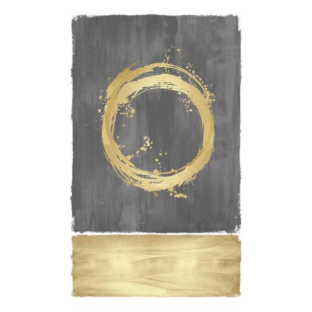 Dark Grey and Gold Circle Abstract by Natalie Harris - Wrapped Canvas Art Prints Canora Grey Size: 30cm H x 20cm W on Productcaster.