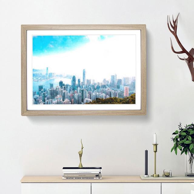 The Hong Kong Skyline in China - Picture Frame Painting Print East Urban Home Frame Option: Oak Framed, Size: 45cm H x 63cm W x 2cm D on Productcaster.