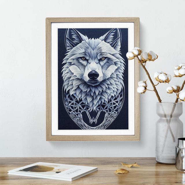 Wolf Art Deco No.2 - Print Alpen Home Format: Oak Framed Paper, Size: 48cm H x 36cm W, Matte Colour: White on Productcaster.