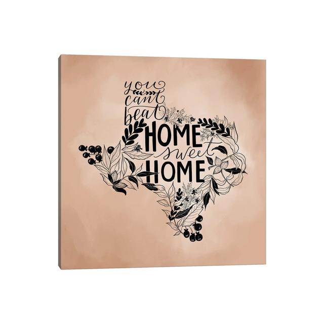 Home Sweet Home Texas by Lily & Val - Wrapped Canvas Typography ClassicLiving Size: 45.72cm H x 45.72cm W x 3.81cm D on Productcaster.