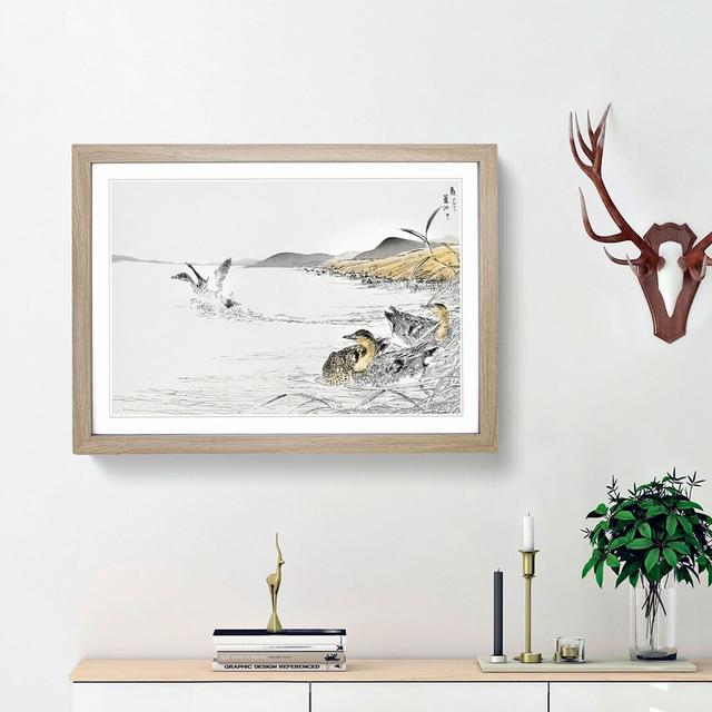 Ducks by the Reeds by Numata Kashu - Picture Frame Painting Print East Urban Home Frame Option: Oak Framed, Size: 27cm H x 36cm W x 2cm D on Productcaster.