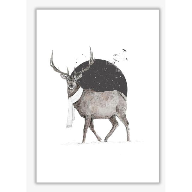 Winter Is All Around Stag by Mercedes Lopes Charro - Print East Urban Home Frame Options: No Frame, Size: 84 cm H x 59.4 cm W x 1 cm D on Productcaster.