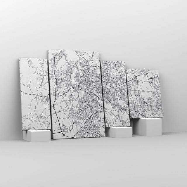 City Map Rome - 4 Piece Wrapped Canvas Graphic Art Ebern Designs Size: 70cm H x 120cm W x 1.8cm D on Productcaster.