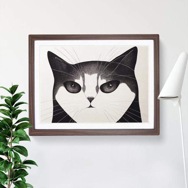 Cat Illustration Vol.3 Abstract - Picture Frame Graphic Art Marlow Home Co. Size: 46cm H x 64cm W x 2cm D, Frame Colour: Walnut on Productcaster.