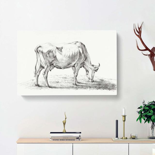 A Grazing Cow by Jean Bernard - Wrapped Canvas Drawing Print East Urban Home Size: 40cm H x 60cm W x 3cm D on Productcaster.