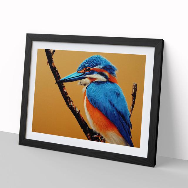 Blessed Kingfisher Bird - Picture Frame Graphic Art Latitude Run Size: 46cm H x 64cm W x 2cm D, Format: Oak on Productcaster.