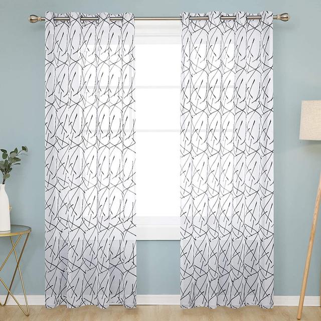 Amelien Sheer Grommet / Eyelet Curtain Pair Metro Lane Colour: Navy Blue, Panel Size: 140 W x 175 D cm on Productcaster.