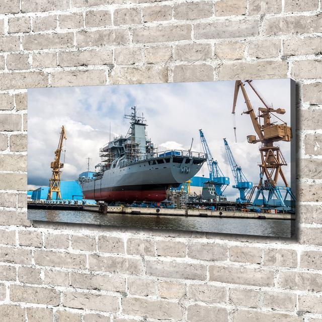 Shipyard Ship - Print Ebern Designs Format: Glass, Size: 70cm H x 100cm W x 4cm D on Productcaster.