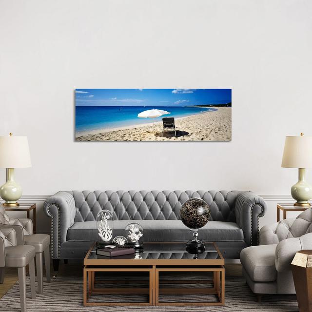 Single Beach Chair And Umbrella On Sand, Saint Martin, French West Indies Highland Dunes Size: 50.8cm H x 152.4cm W x 1.91cm D on Productcaster.