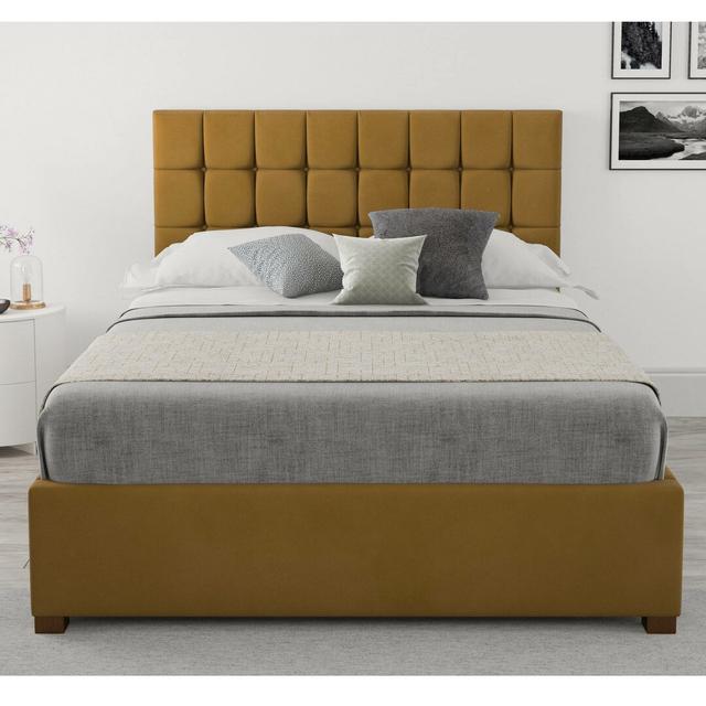 Chevalier Upholstered Ottoman Bed Zipcode Design Mattress Size: Kingsize (5'), Colour: Ochre on Productcaster.