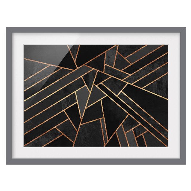 Black Triangles Gold - Picture Frame Graphic Art on Paper Canora Grey Frame Option: Grey Framed, Size: 70cm H x 100cm W x 2cm D on Productcaster.