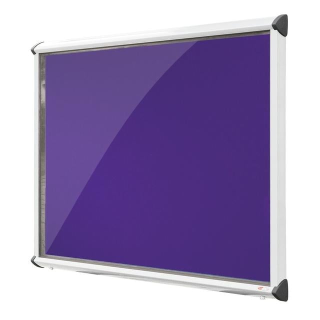 Exterior Wall Mounted Bulletin Board Symple Stuff Size: 75cm H x 96.7cm W, Colour: Purple, Frame Finish: White on Productcaster.