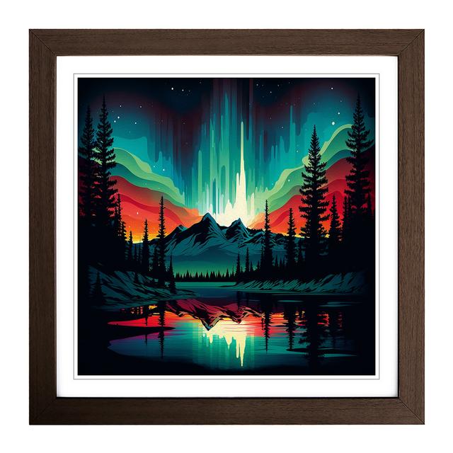 Northern Lights Retro Art - Print Alpen Home Format: Walnut on Productcaster.