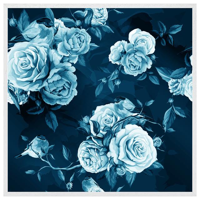 Heartwell Winter Blue Roses - Single Picture Frame Art Prints ClassicLiving Frame Colour: White Framed, Size: 51cm H x 51cm W x 4cm D on Productcaster.