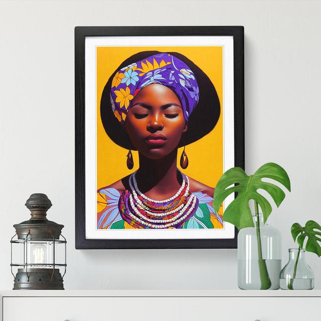 African Woman Floral Art World Menagerie Format: Oak Framed, Size: 64cm H x 46cm W x 2cm D on Productcaster.