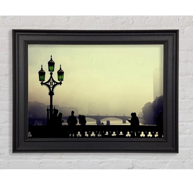 People On Misty Bridge - Single Picture Frame Art Prints Marlow Home Co. Size: 21cm H x 42cm W x 8cm D on Productcaster.